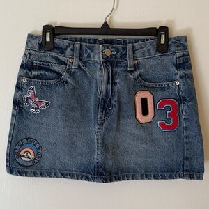 Denim Mini Skirt with Patches